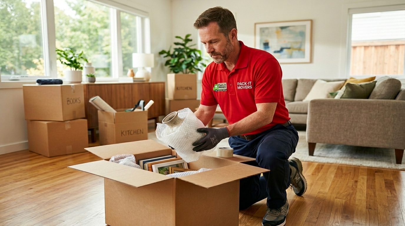 Pack-It Movers crew packing boxes for a customer